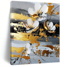 Load image into Gallery viewer, White & Gold Floral Abstract Canvas Painting 2, Perfect for Glamorous Spa & High - End Boutique LargeART1255