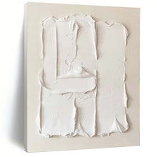 Load image into Gallery viewer, Oversized Hand - painted Textured White Plaster Acrylic Art for Minimalist Bedrooms LargeART0145