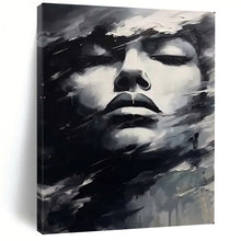 Load image into Gallery viewer, Black & White Abstract Portrait Art, Perfect for Dramatic Bedroom & Modern Office LargeART2130