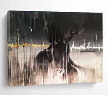 Load image into Gallery viewer, Black - Gold Abstract “Mystery Art” Painting on Canvas, Evocative Modern Art DKH900