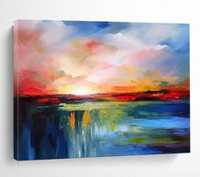 Load image into Gallery viewer, Colorful Sky & Waterfall Abstract Art for Creating an Artistic Atmosphere in Hallways LargeART1596