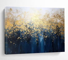 Load image into Gallery viewer, Golden Forest Canopy on Blue Abstract acrylic painting DLZ048