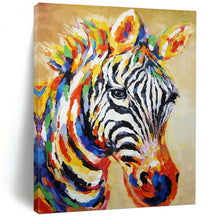 Load image into Gallery viewer, “Colorful Zebra Portrait” - Vibrant Animal Art on Canvas DKH1442