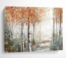 Load image into Gallery viewer, “Autumn Birch Forest Path” - Misty Forest Abstract Acrylic, Great for Bedroom and Conservatory DLZ222
