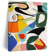 Load image into Gallery viewer, “Colorful Curved Shapes Collage” - Multicolor Abstract Art on Canvas DKH1186