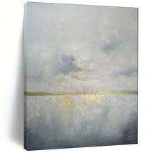 Load image into Gallery viewer, Grey & Gold Abstract Landscape Painting, Ideal for Minimalist Living Room & Serene Office LargeART1903