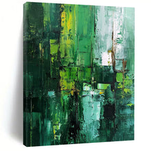 Load image into Gallery viewer, “Vibrant Green Abstract Layers” - Expressionistic Abstract Acrylic, Great for Contemporary Bedroom and Art Studio DTP012