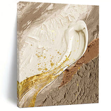Load image into Gallery viewer, “Neutral Tones with Gold Accents” - Luxe Abstract Art on Canvas DKH1487