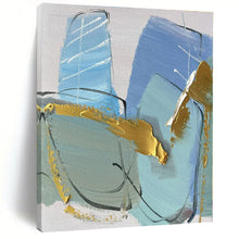 Load image into Gallery viewer, Oversized Blue - Gold Abstract Art for Coastal Bedroom & Chic Lounge LargeART0499