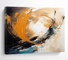 Load image into Gallery viewer, Dynamic Orange, Blue, and Beige Swirl Abstract acrylic painting DLZ098