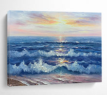 Load image into Gallery viewer, “Sunset Sea Waves” - Impressionistic Abstract Acrylic of an Ocean Sunset, Suits Beach House and Living Room DLZ218
