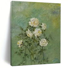 Load image into Gallery viewer, Textured White Rose Abstract on Green, Perfect for Serene Bedroom & Peaceful Meditation Corner LargeART1987