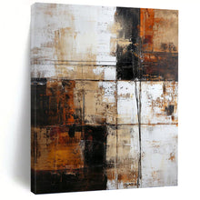Load image into Gallery viewer, “Textured Industrial Abstract” - Brown, Black, White Abstract Art on Canvas DKH1308