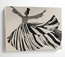 Load image into Gallery viewer, Black - and - White Dancing Figure Abstract Painting for Art Deco Lounge & Dance Studio DKH231