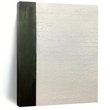 Load image into Gallery viewer, “Textured Script and Green Panel” - Green, White Abstract Art on Canvas DKH1181