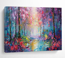 Load image into Gallery viewer, Colorful Forest Painting on Canvas - “Enchanted Woodland” DKH765