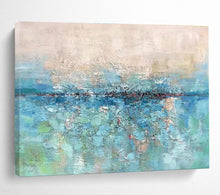Load image into Gallery viewer, Blue - Green Abstract Painting On Canvas with Textured Layers DKH355