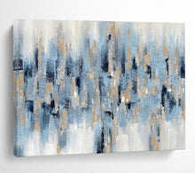 Load image into Gallery viewer, Blue - Gray & Gold Abstract Painting on Canvas - “City Rhapsody” DKH601