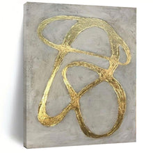 Load image into Gallery viewer, Gold Curves on Gray Abstract Canvas Painting, Great for Luxury Bedroom & Upscale Lounge LargeART1097
