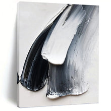 Load image into Gallery viewer, “Black and White Impasto Strokes” - Textured Minimalist Art on Canvas DKH1676