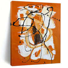 Load image into Gallery viewer, “Orange Energy with Black Lines” - Orange, White, Black Abstract Art on Canvas DKH1221