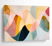 Load image into Gallery viewer, Hand - painted Pastel Wavy Shapes Collage Acrylic Art for Cheerful Nursery Decor LargeART1694