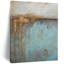 Load image into Gallery viewer, “Rustic Blue and Brown Textures” - Blue, Brown Abstract Art on Canvas DKH1191