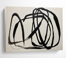 Load image into Gallery viewer, Hand - painted Black Abstract Line Acrylic Art for Minimalist Study Decor LargeART1650