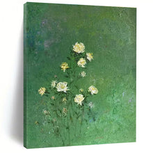 Load image into Gallery viewer, White Flowers on Green Abstract Painting, Ideal for Nature - Lover’s Bedroom & Botanical Café LargeART1453