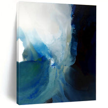 Load image into Gallery viewer, Blue and White Fluid Abstract Acrylic Art - Perfect for Coastal - inspired Bathroom & Creative Studio LargeART0587