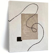 Load image into Gallery viewer, “Minimalist Shape and Line Abstract” - Beige, Black, White Abstract Art on Canvas DKH1327