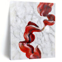 Load image into Gallery viewer, Enormous Red Ribbon on Marble Acrylic for Luxury Bathroom & Sophisticated Dining Room LargeART0307