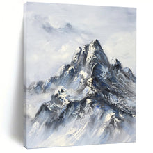 Load image into Gallery viewer, “Snowy Mountain Peak in Blue and White” - Blue, White, Grey Abstract Art on Canvas DKH1259