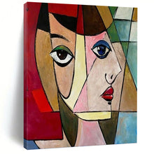 Load image into Gallery viewer, “Cubist Portrait” - Colorful Geometric Face Art on Canvas DKH1407