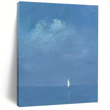 Load image into Gallery viewer, Subtle Blue - Toned Distant Sailboat Abstract Painting, Ideal for Minimalist Bedroom & Meditative Space LargeART1879