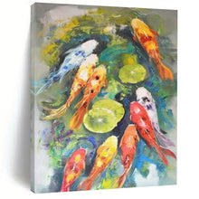 Load image into Gallery viewer, Colorful Koi Fish Pond Abstract Art - Great for Bathroom & Garden Room LargeART2351