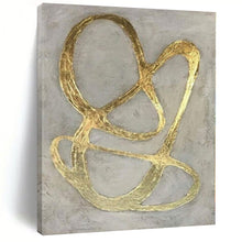 Load image into Gallery viewer, Gold Curves on Gray Abstract Canvas Painting, Nice for Modern Penthouse & Chic Boutique LargeART1098