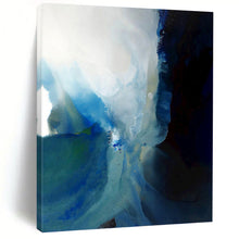 Load image into Gallery viewer, “Blue and White Flow” Abstract Ink - Inspired Painting on Canvas, Serene Minimalist Art DKH941