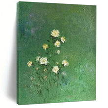Load image into Gallery viewer, White Flower Abstract on Green, Suited for Country - Style Kitchen & Charming Bedroom LargeART1978