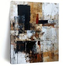 Load image into Gallery viewer, “Industrial - Inspired Abstract Collage” - Brown, Black, White Abstract Art on Canvas DKH1330