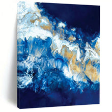 Load image into Gallery viewer, “Blue and Gold Fluid Art” - Abstract Liquid Art on Canvas DKH1650