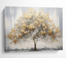 Load image into Gallery viewer, Gray & Gold Tree of Light Hand-Painted Abstract Acrylic Art for Home Office Elegance LargeART1621