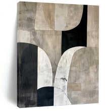 Load image into Gallery viewer, “Monochrome Shape Abstract Collage” - Black, White, Grey Abstract Art on Canvas DKH1320