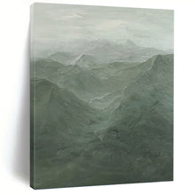 Load image into Gallery viewer, “Misty Green Mountain Range” - Atmospheric Landscape Art on Canvas DKH1497