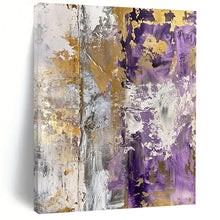 Load image into Gallery viewer, “Purple and Gold Textured Abstract” – Luxurious Abstract with Metallic and Rich Tones DTP134