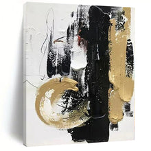 Load image into Gallery viewer, Huge Dynamic Black - Gold Abstract Acrylic for Stylish Home Office LargeART0278