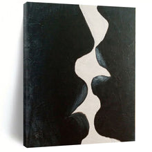Load image into Gallery viewer, Black and White Kiss Abstract Canvas Painting, Perfect for Intimate Bedroom & Contemporary Art Space LargeART1199