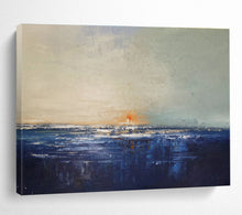Load image into Gallery viewer, Muted Tones Coastal Sunset Abstract Painting on Canvas - “Subtle Dusk” DKH650