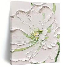 Load image into Gallery viewer, “Textured White Flower” - 3D Floral Art on Canvas DKH1398