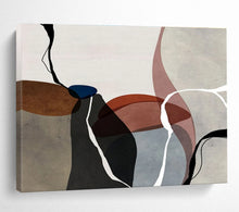 Load image into Gallery viewer, Curved - Shape Abstract Painting On Canvas with Muted Tones DKH358